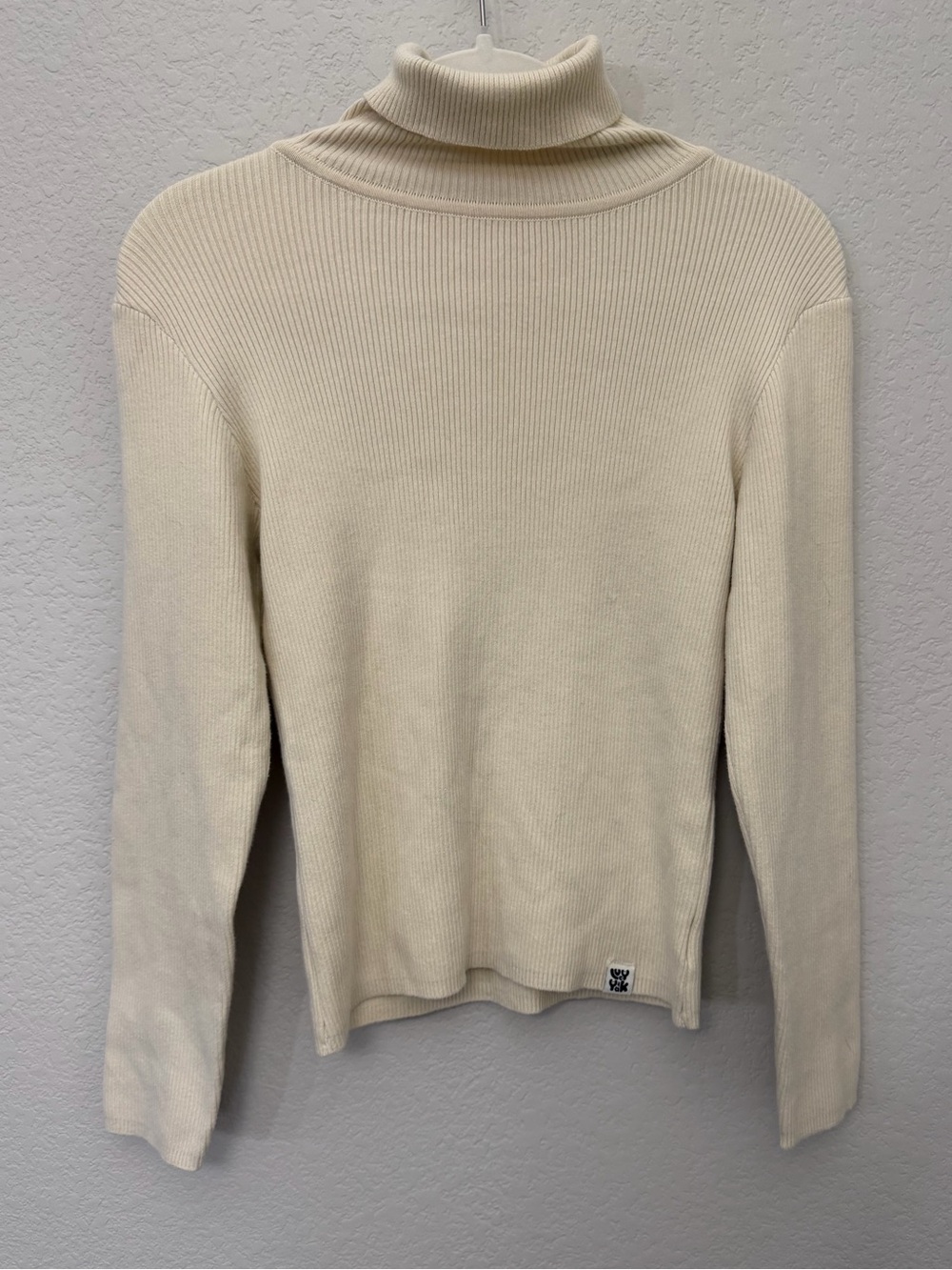 Lucy & Yak Cream Ribbed Turtleneck Top Neutral Sustainable Minimalist Capsule S